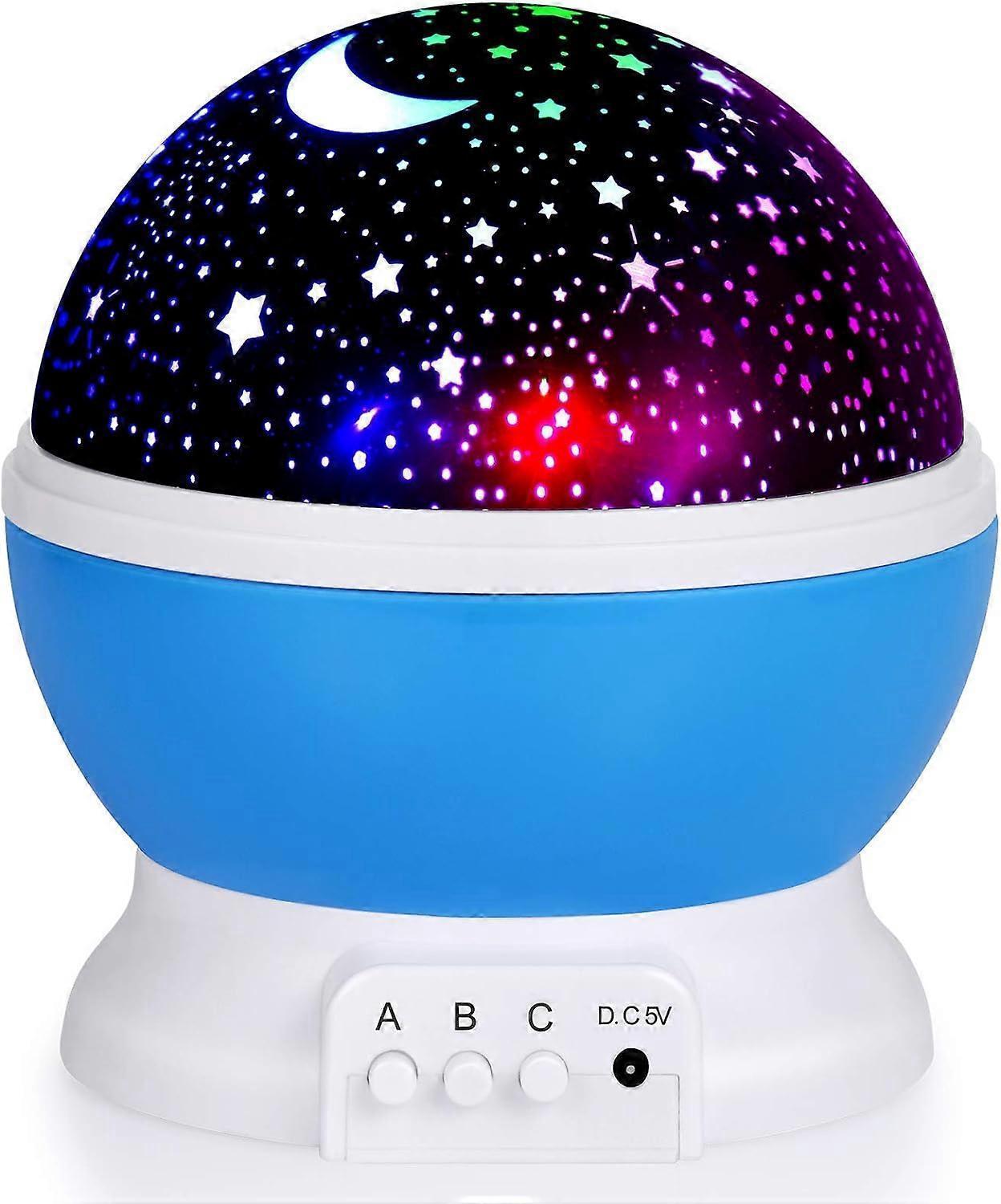 Babies Night Light Moon Star Projector - USB Cable 360 Degree Rotation Romantic Night Lighting LED Night Light for Decoration (Pink)