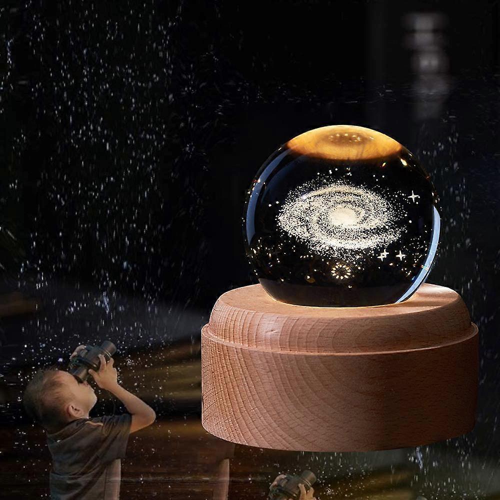 Music Box 3D Crystal Music Boxes,Luminous Rotating Ball Musical Box Dimmable,Music Box Gift for babies, Christmas Birthday Decoration