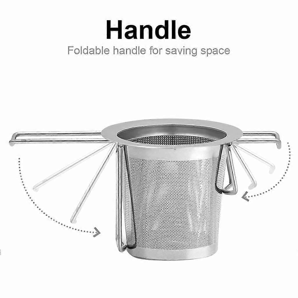 Tea Strainer Tea Filter Made of 304 Stainless Steel with Foldable Handle Design Reusable Extra Fine Mesh Strainer