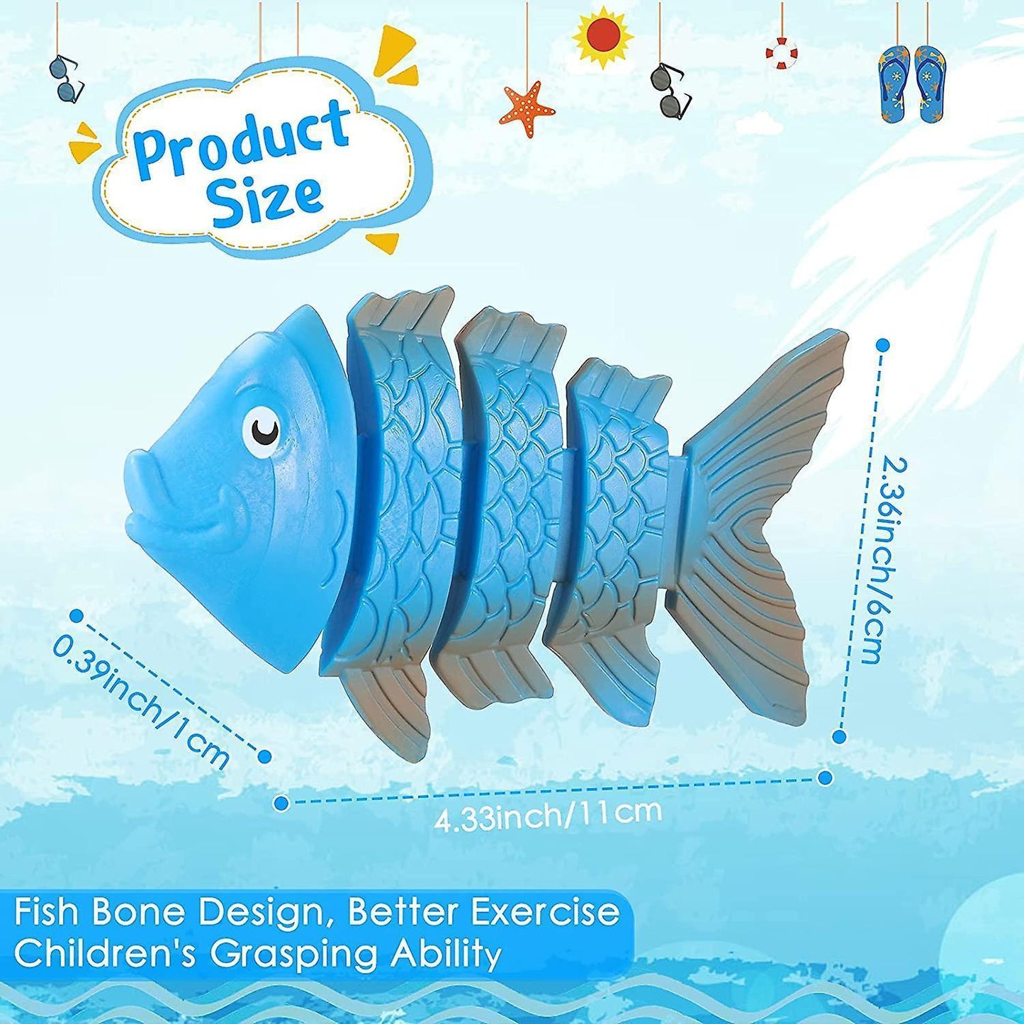 6 Pieces Sinking Fish-Shaped Swim Toys Pool Diving Toys Underwater Sinking Swimming Pool Toy