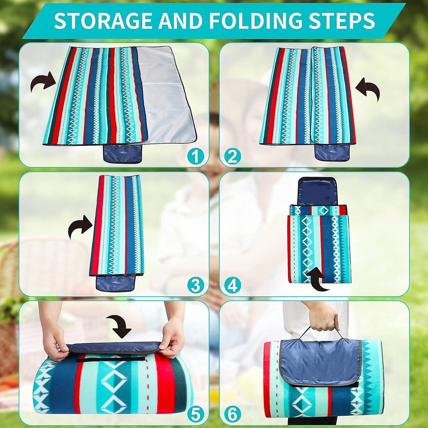 Picnic blanket waterproof picnic beach carpet pattern