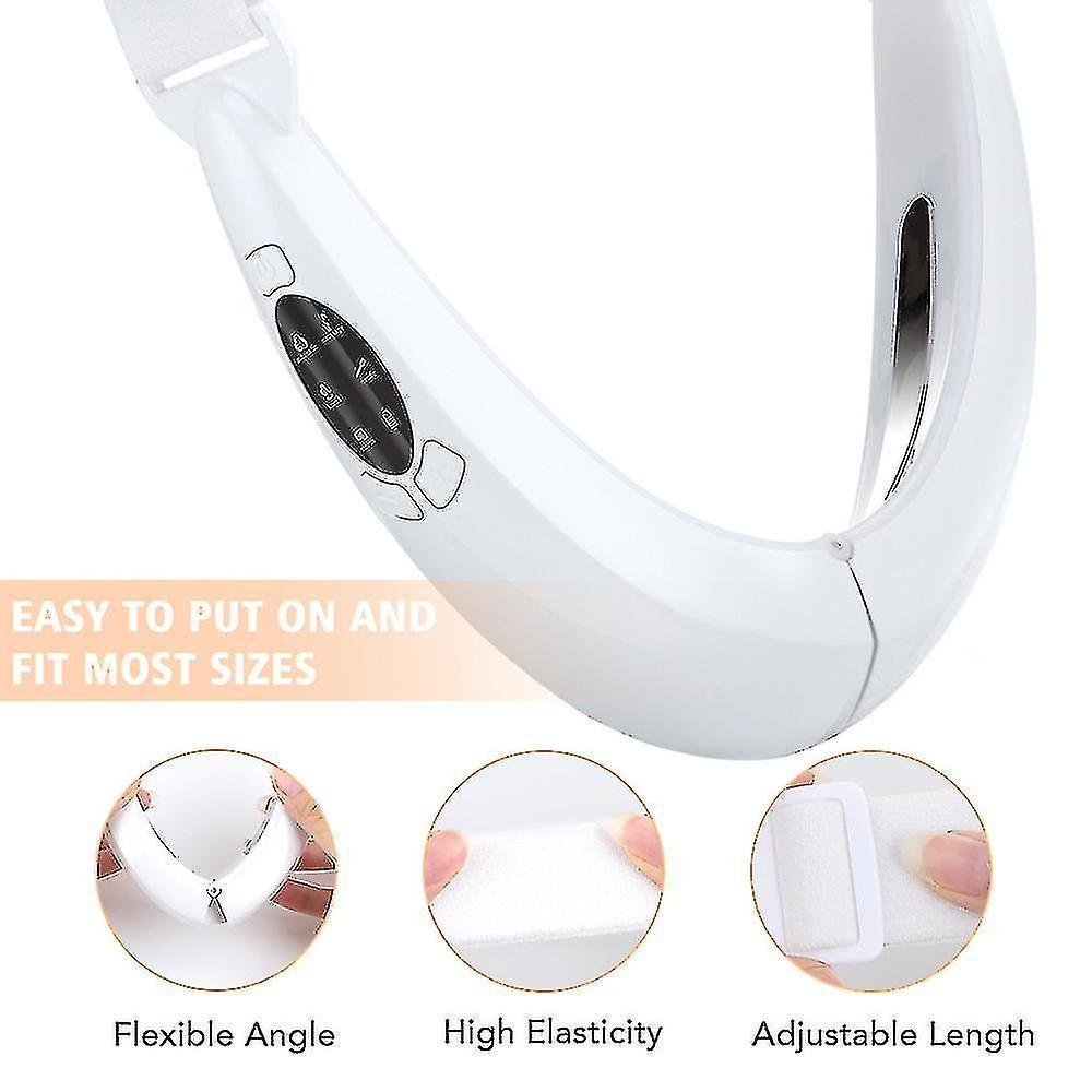 Led Photon Therapy Double Chin Removal Electric V-face Slimming Vibration Massager Face Lift Device - KKS699 White