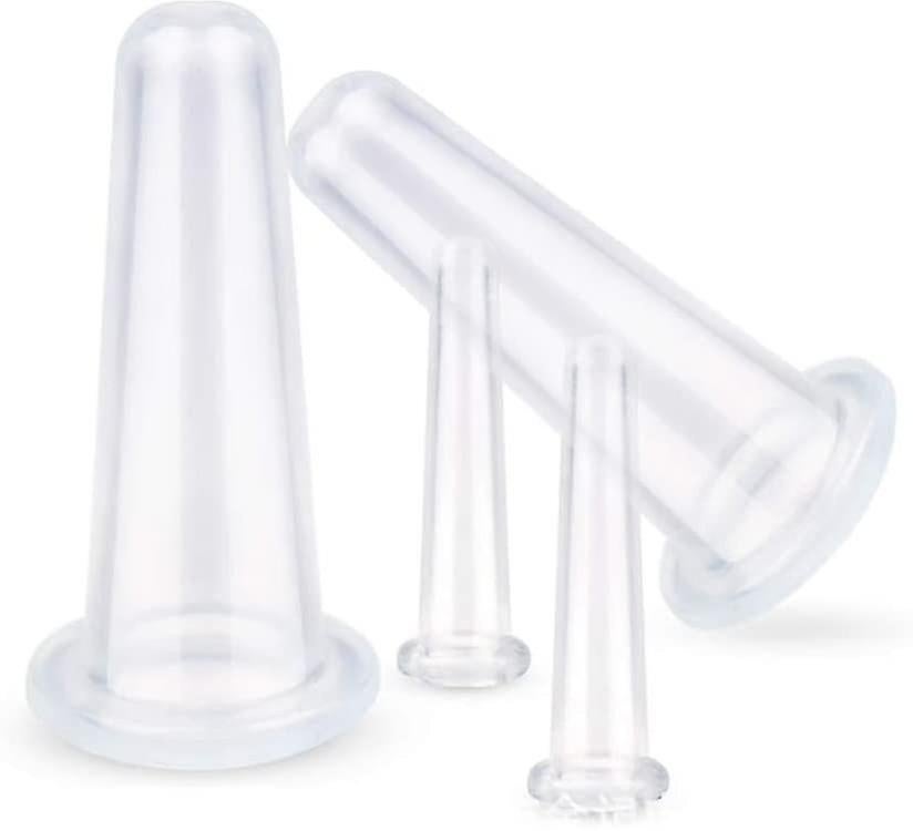 Silicone Facial Cupping Set Face And Eye Cupping Massage Kit Vacuum Massage Cup Anti-wrinkle And Anti-aging Natural Skin Care Beauty Tool(white)4pcs