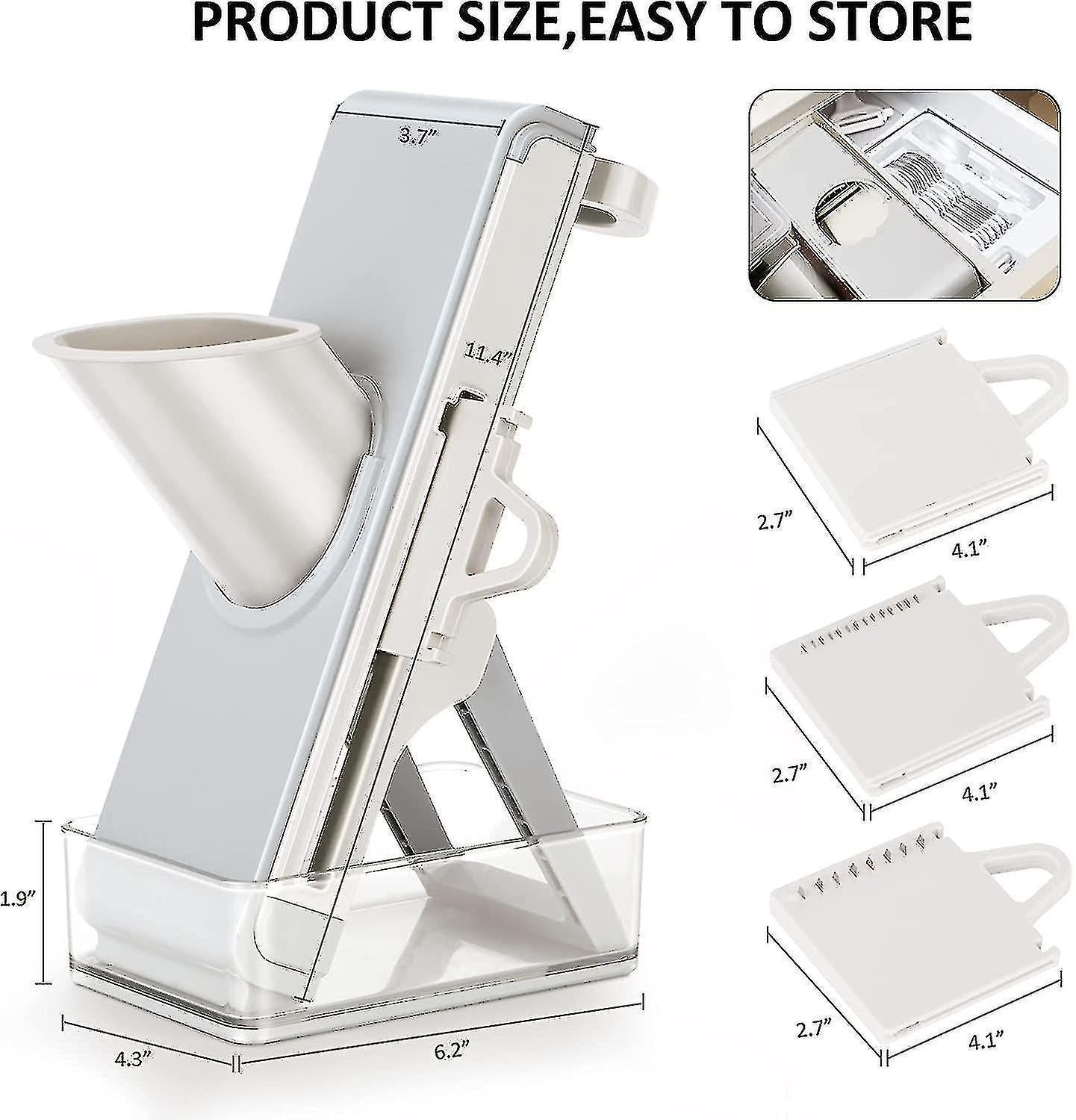 Kitchen secure Mandolin Vegetable Slicer With Adjustable Blades With Container