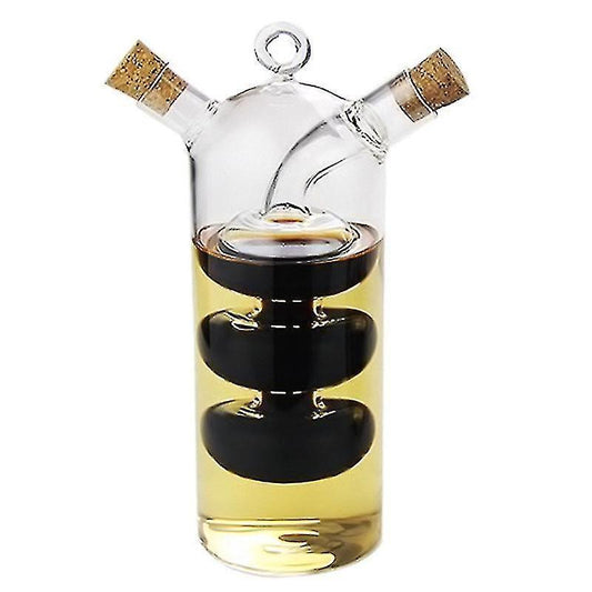 2-in-1 Double Layer Bottle Sauce Oil Vinegar Glass Bottle Condiment Seasoning Sealed Kitchen