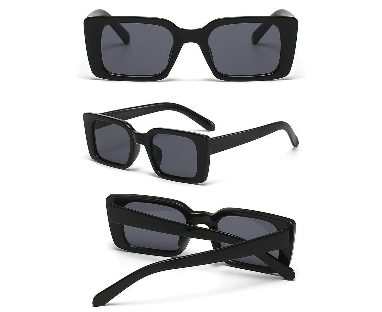 Small Rectangle Sunglasses For Women Retro Gradient Sun Glasses Female Vintage Anti Glare Shades Ladies UV400 - Hawksbill Black