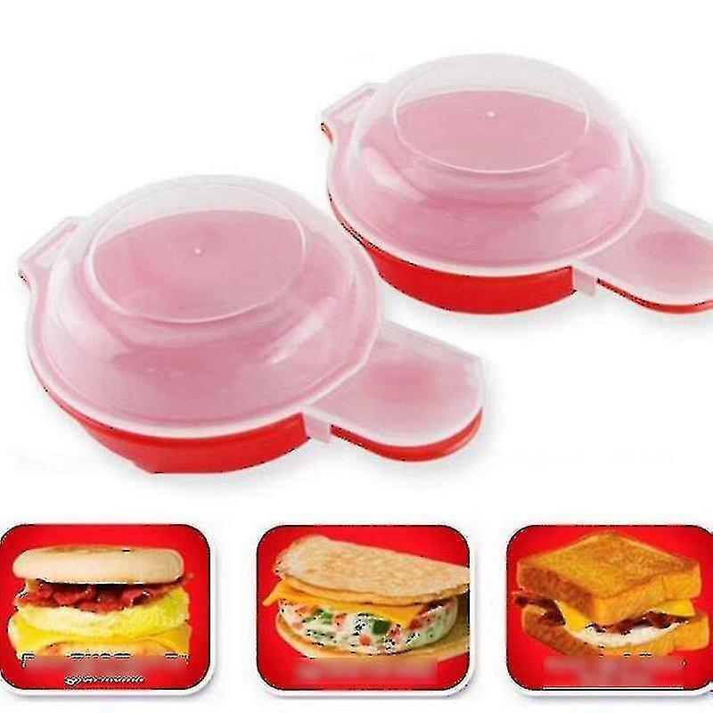 Wabjtam 2 Sets Microwave Egg Cooker,1 Minute Fast Egg Hamburg Omelet Maker Kitchen Cooking Tool(Red and Clear)