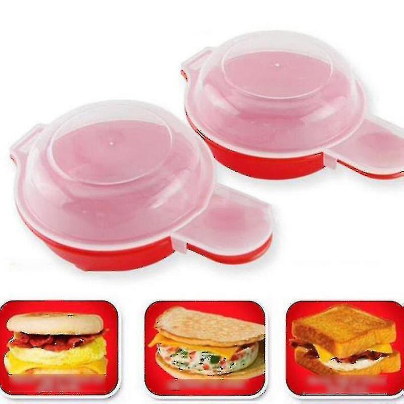 Wabjtam 2 Sets Microwave Egg Cooker,1 Minute Fast Egg Hamburg Omelet Maker Kitchen Cooking Tool(Red and Clear)
