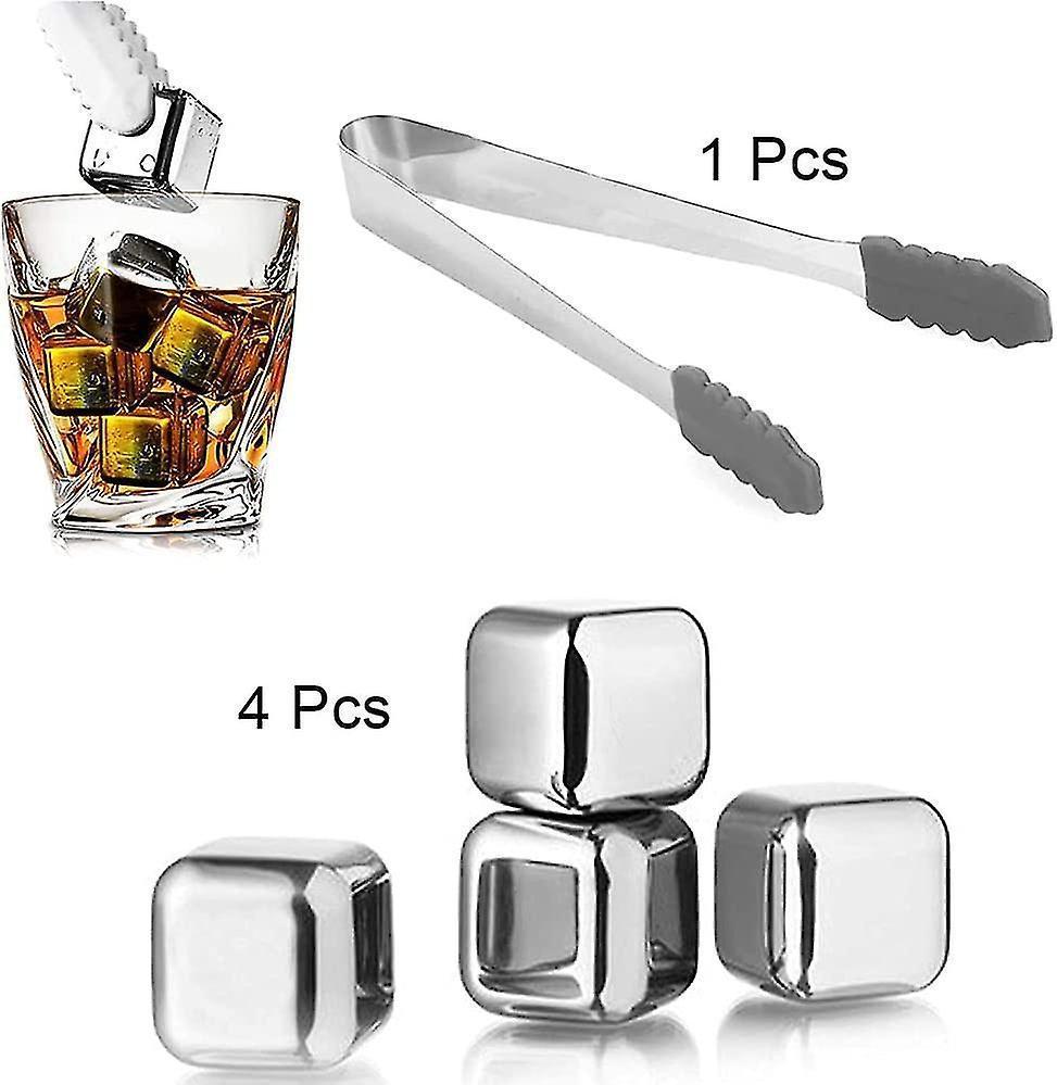 Stainless Steel Reusable Ice Cubes,stainless Steel Whisky Stones,whiskey Metal Ice Cubes,metal Ice Cooling Rocks,with Storage Box And Ice Clip