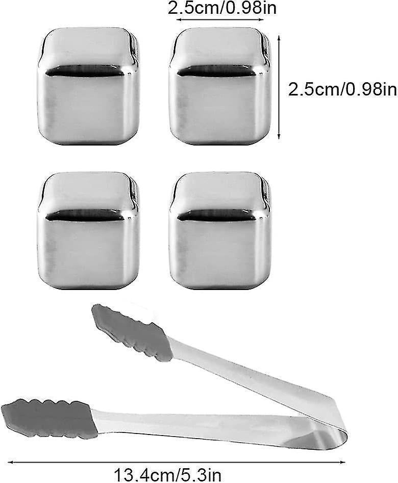 Stainless Steel Reusable Ice Cubes,stainless Steel Whisky Stones,whiskey Metal Ice Cubes,metal Ice Cooling Rocks,with Storage Box And Ice Clip