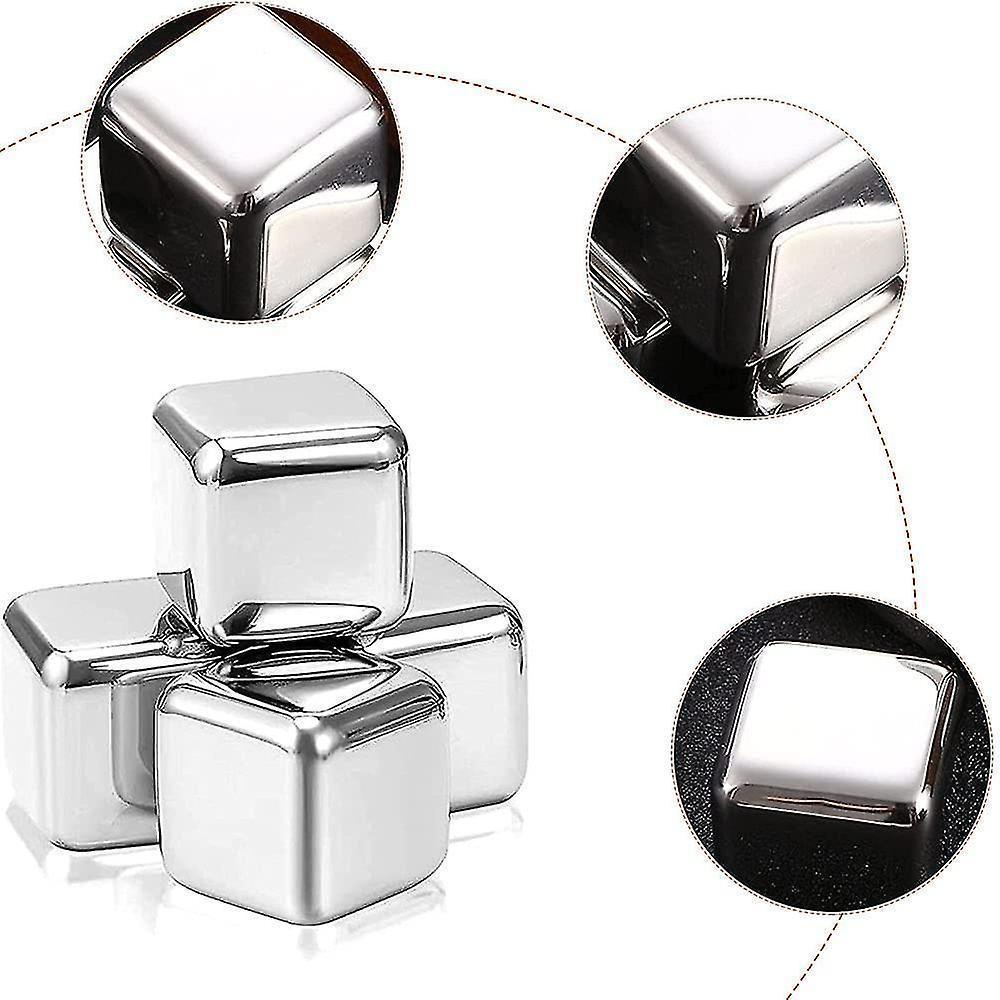 Stainless Steel Reusable Ice Cubes,stainless Steel Whisky Stones,whiskey Metal Ice Cubes,metal Ice Cooling Rocks,with Storage Box And Ice Clip