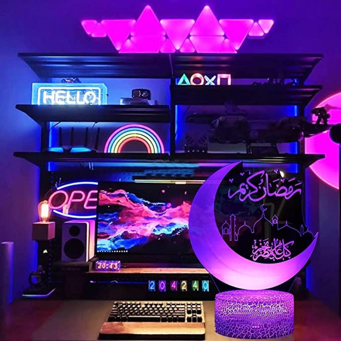 3D Night Light LED Illusion Desk Table Lamp 16 Color