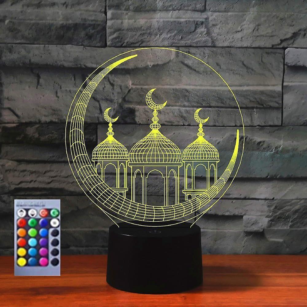 3D Muslim Castle Night Light Table Desk Optical Illusion Lamps 16 Color Changing Lights LED Table Lamp Xmas Home Love Birthday Gift