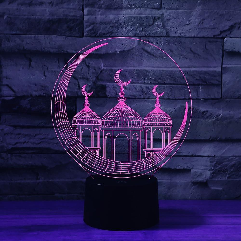 3D Muslim Castle Night Light Table Desk Optical Illusion Lamps 16 Color Changing Lights LED Table Lamp Xmas Home Love Birthday Gift