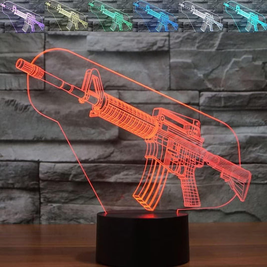 3D Gun Optical Illusion Night Light, LED Table Desk Lamps,7 Colors Change with Touch Control USB Charge for Home Room Decor for babies Adult