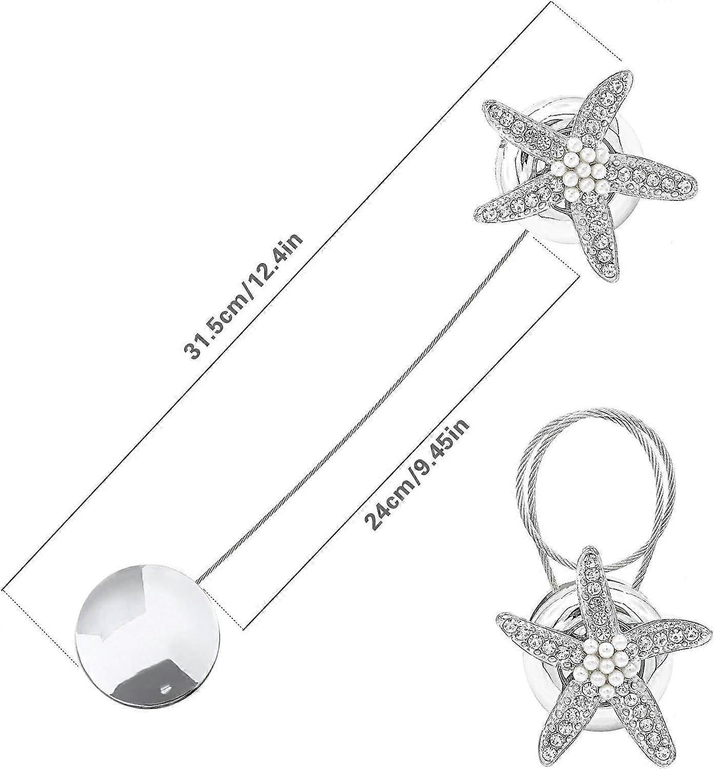 Set of 2 crystal hangers with silver padlocks for curtain buckles