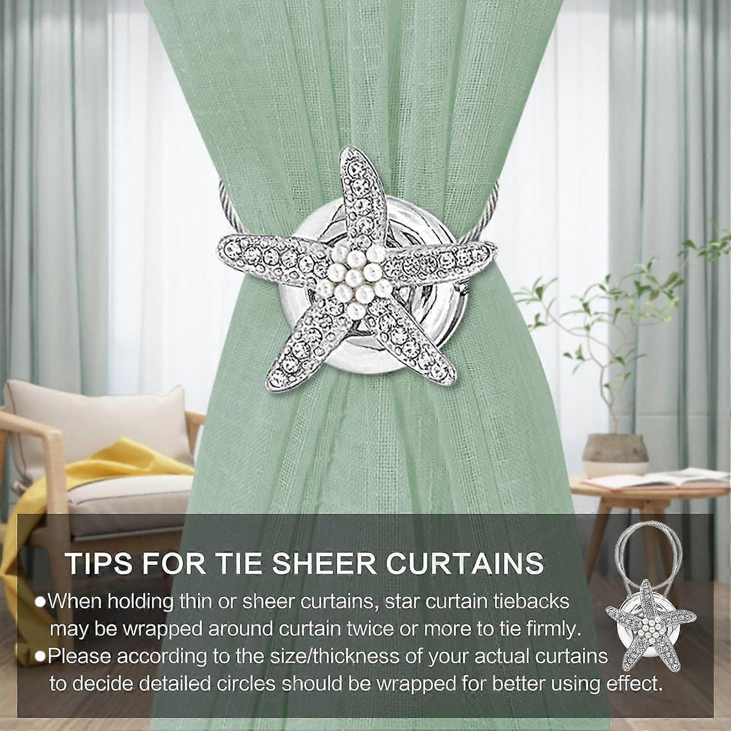 Set of 2 crystal hangers with silver padlocks for curtain buckles