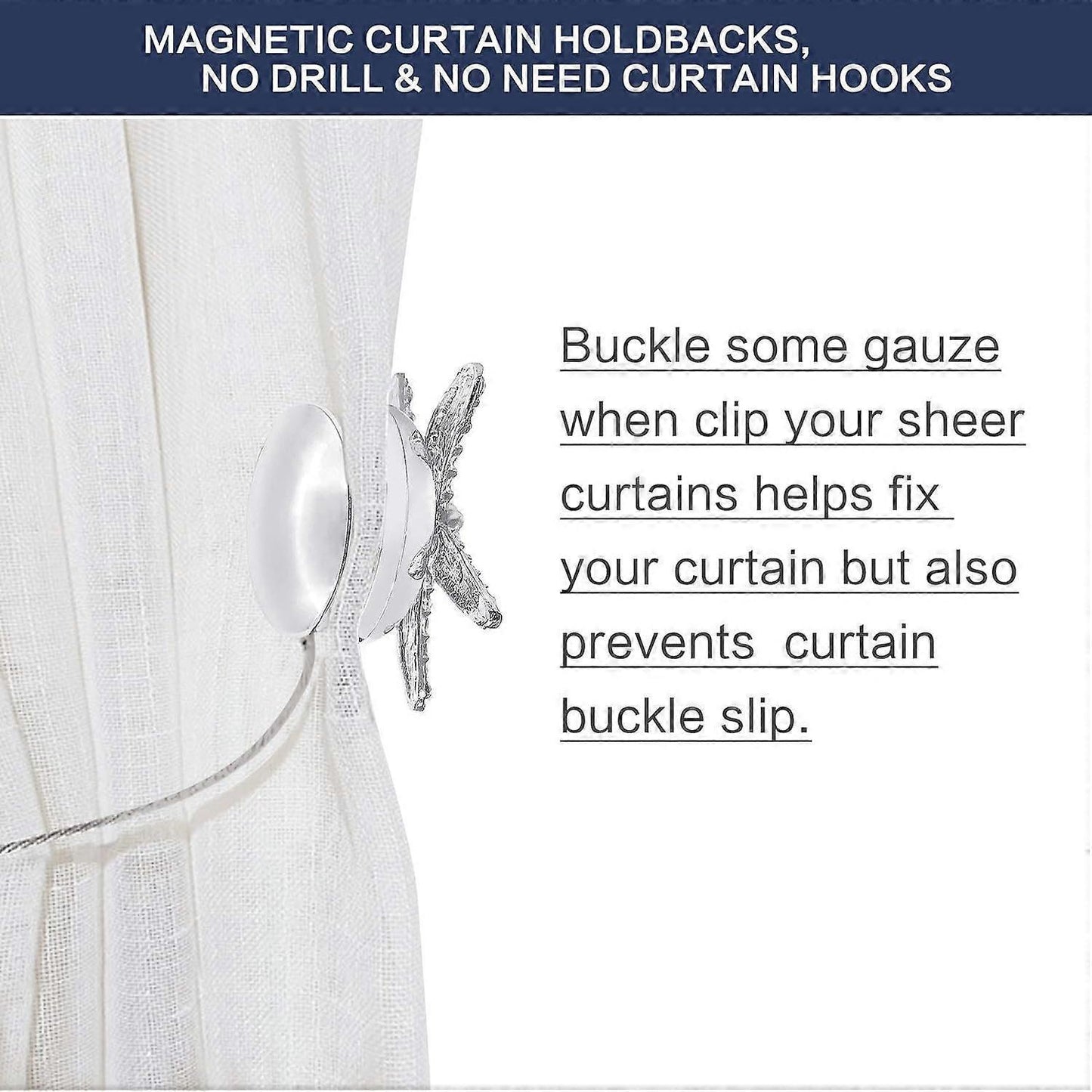 Set of 2 crystal hangers with silver padlocks for curtain buckles