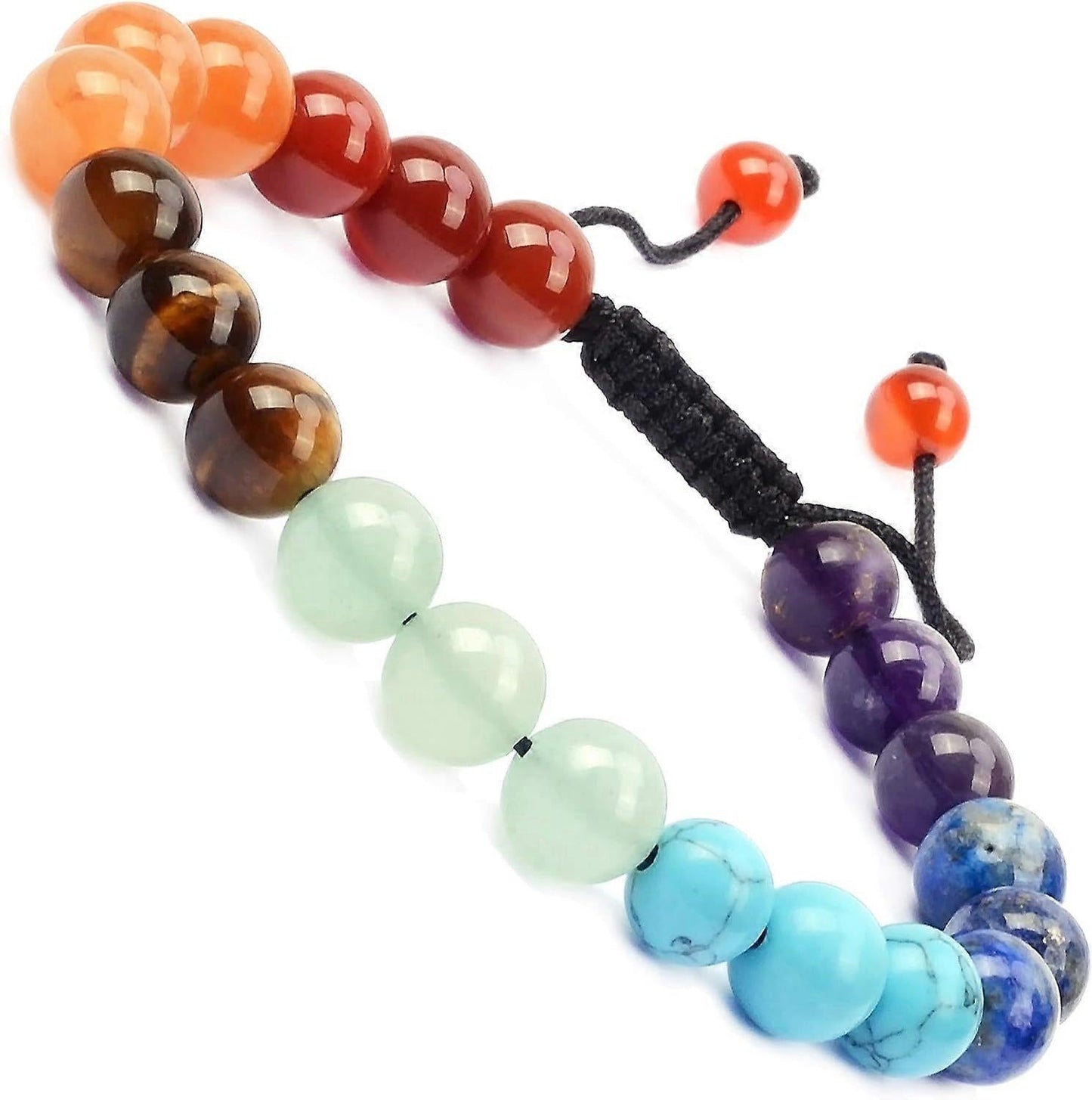 Natural Healing Crystal Gemstone Beads Unisex Adjustable Macrame Bracelets 8mm