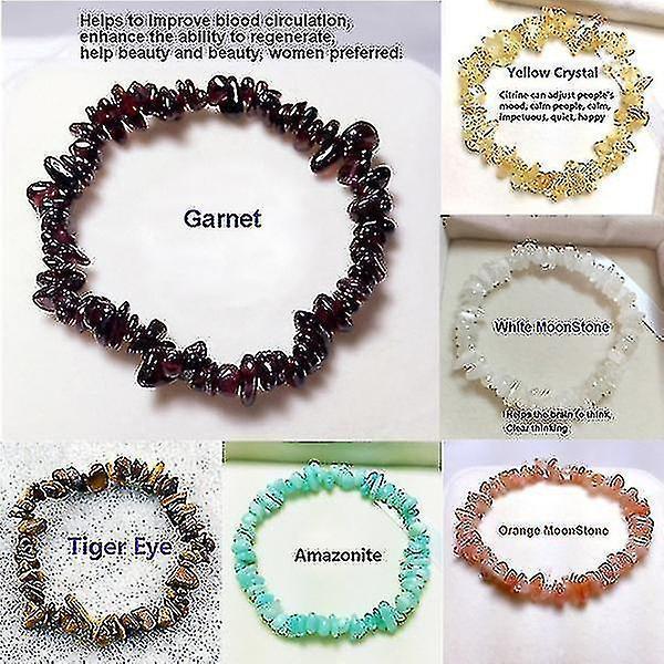 20+ Colors Natural Crystal Chakra Bracelet Natural Gem Chip Jewelry Bracelet Amethyst Black Onyx Ruby Yellow Crystal Clear Crystal Aquamarine Green