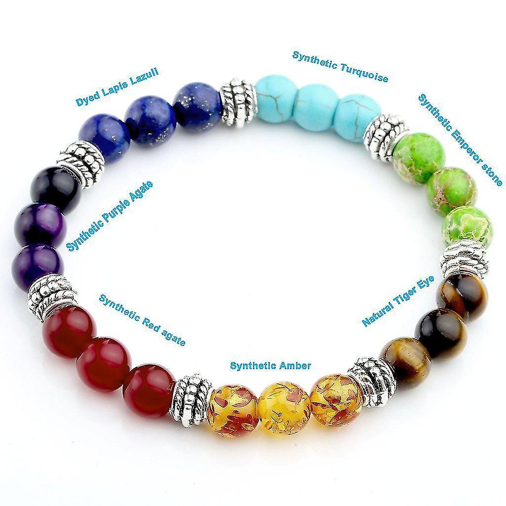 7 Chakra Crystals Gemstones Healing Beads Bracelet Women Natural Stone Yoga Reiki Balancing Mala Meditation Beaded