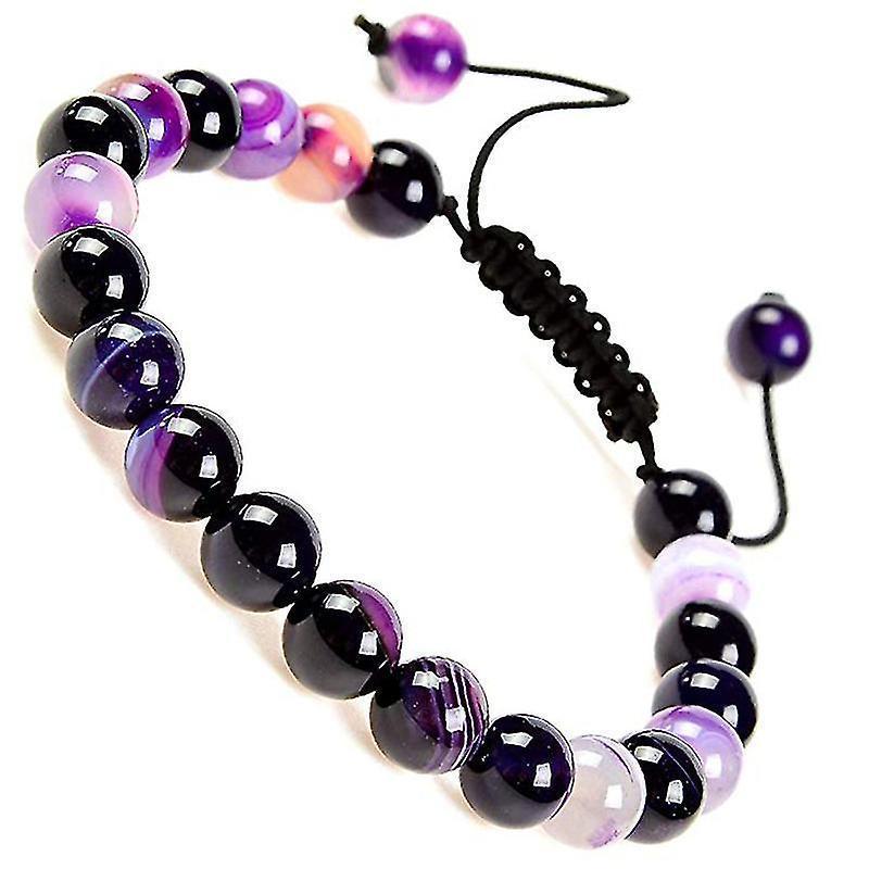 Natural Healing Power Gemstone Crystal Beads Unisex Adjustable Macrame Bracelets 8mm