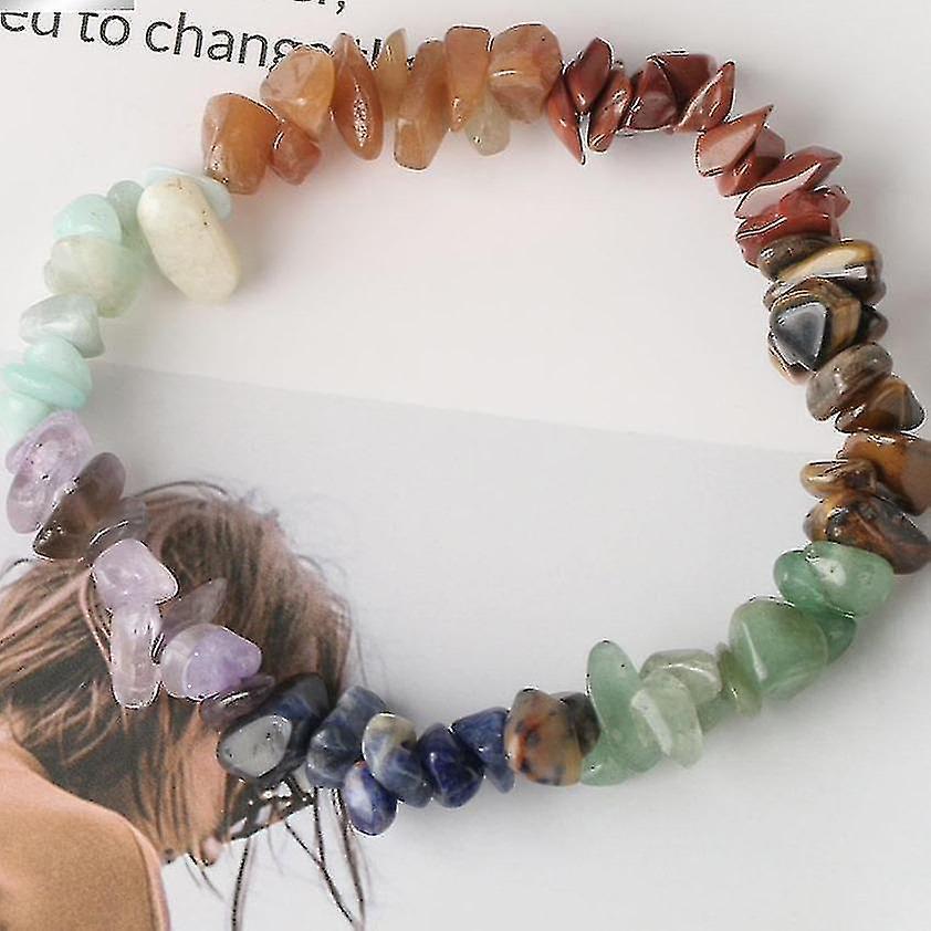 Natural Stone 7-chakra Chip Beads Healing Crystal Bracelet
