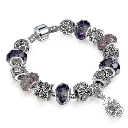 Purple Crystal Beads Women Bracelet Diy Gift