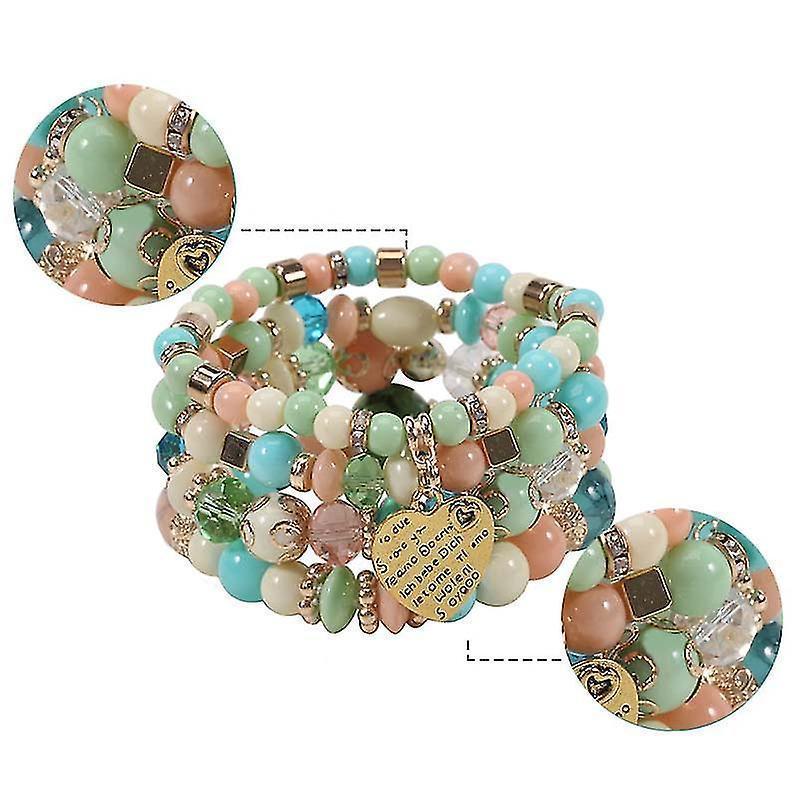 Set Of 4 Bohemian Stretch Crystal Bracelets Crystal Bracelets For Women Girls