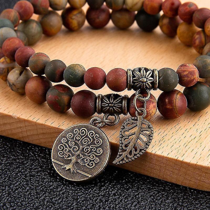 Th Bracelets For Women - Healing Crystals Bracelet Women Natural Gemstones Yoga Reiki Bangle- Set Of Double Bracelets(2 Pcs, Brown)