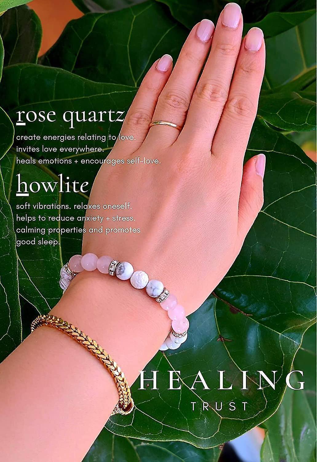 Women's Rose Quartz Bracelet Rose Quartz Crystal + White Lava Aromatherapy Crystal Stone