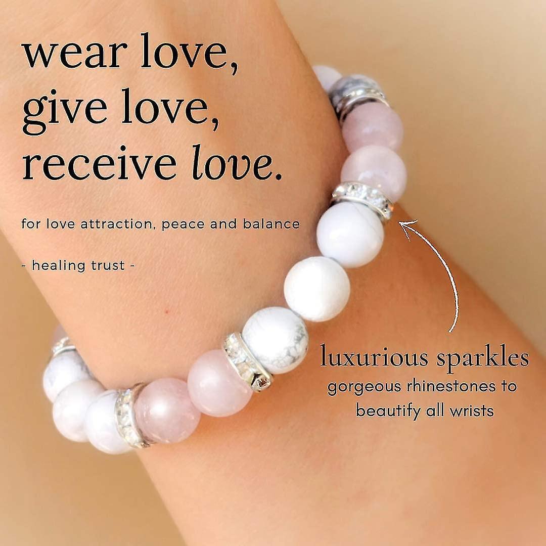 Women's Rose Quartz Bracelet Rose Quartz Crystal + White Lava Aromatherapy Crystal Stone