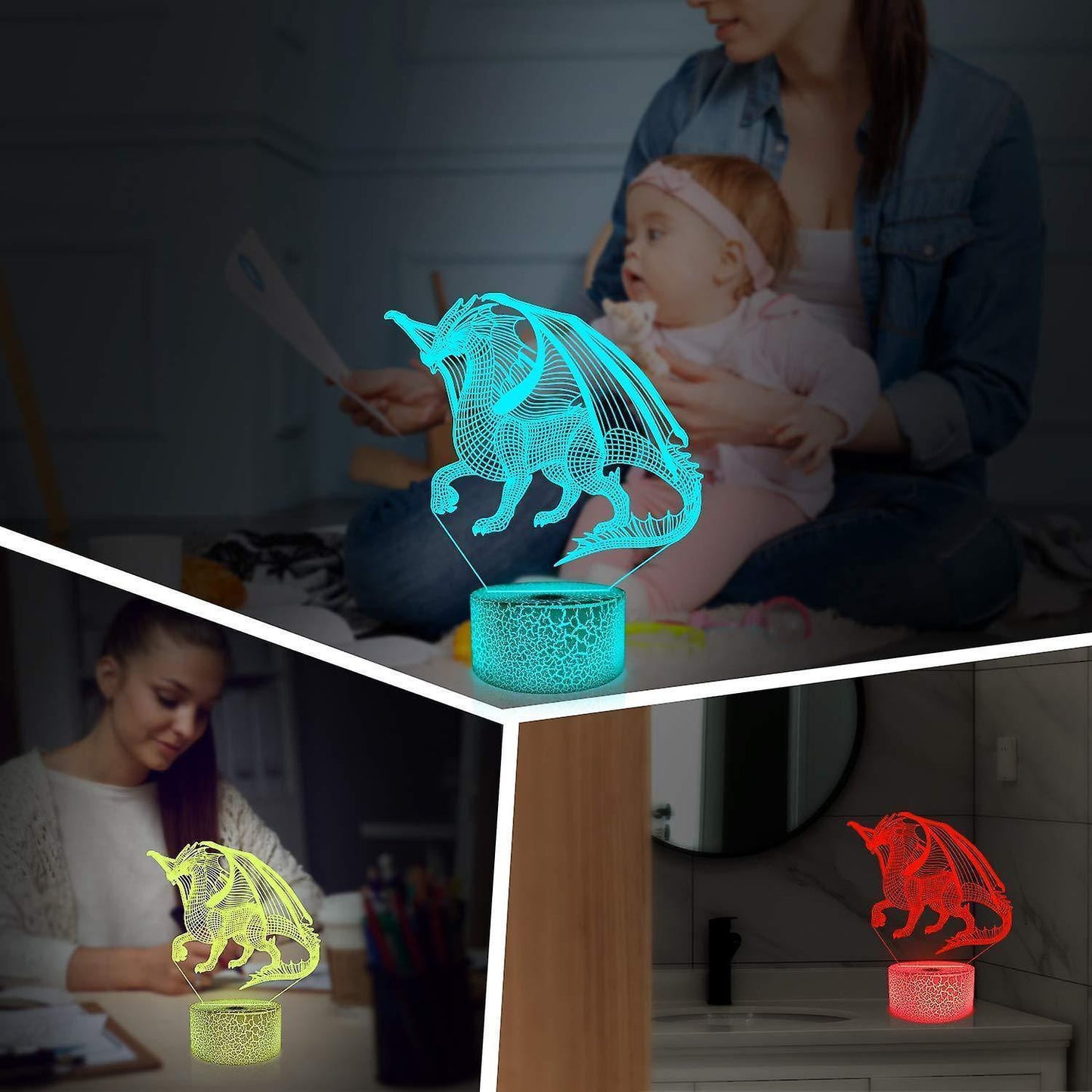 3D Dragon Lamp Night Light 3D Illusion lamp  16 Color