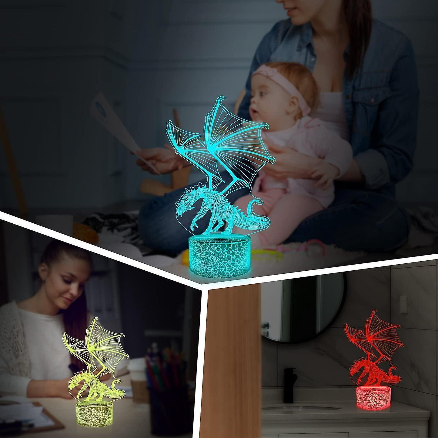 3D Dragon Lamp Night Light 3D Illusion lamp  16 Color