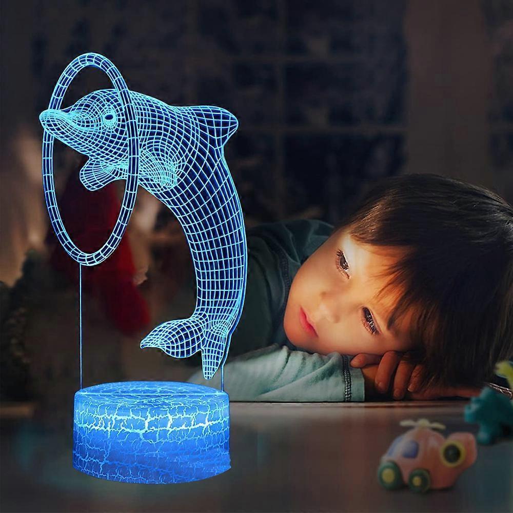 Dolphin series 3D night light remote controlled table lamp with LED color transition