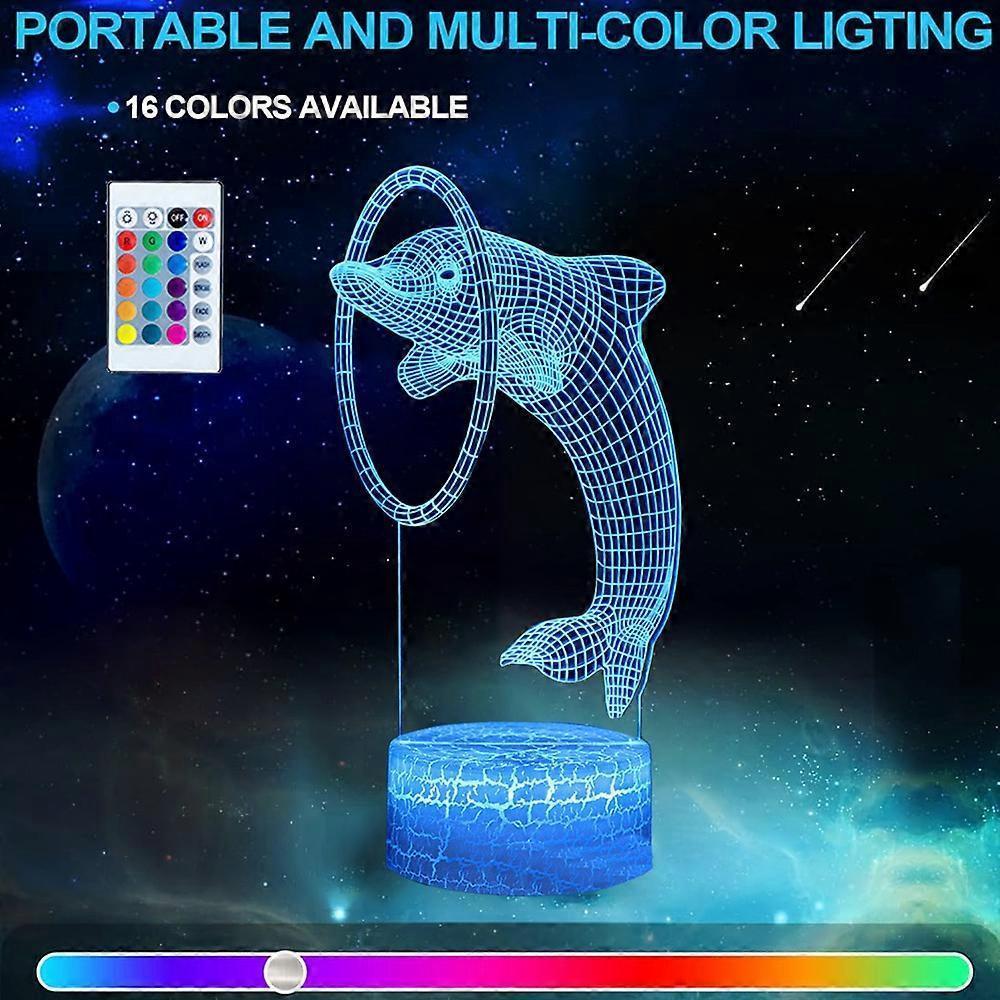 Dolphin series 3D night light remote controlled table lamp with LED color transition