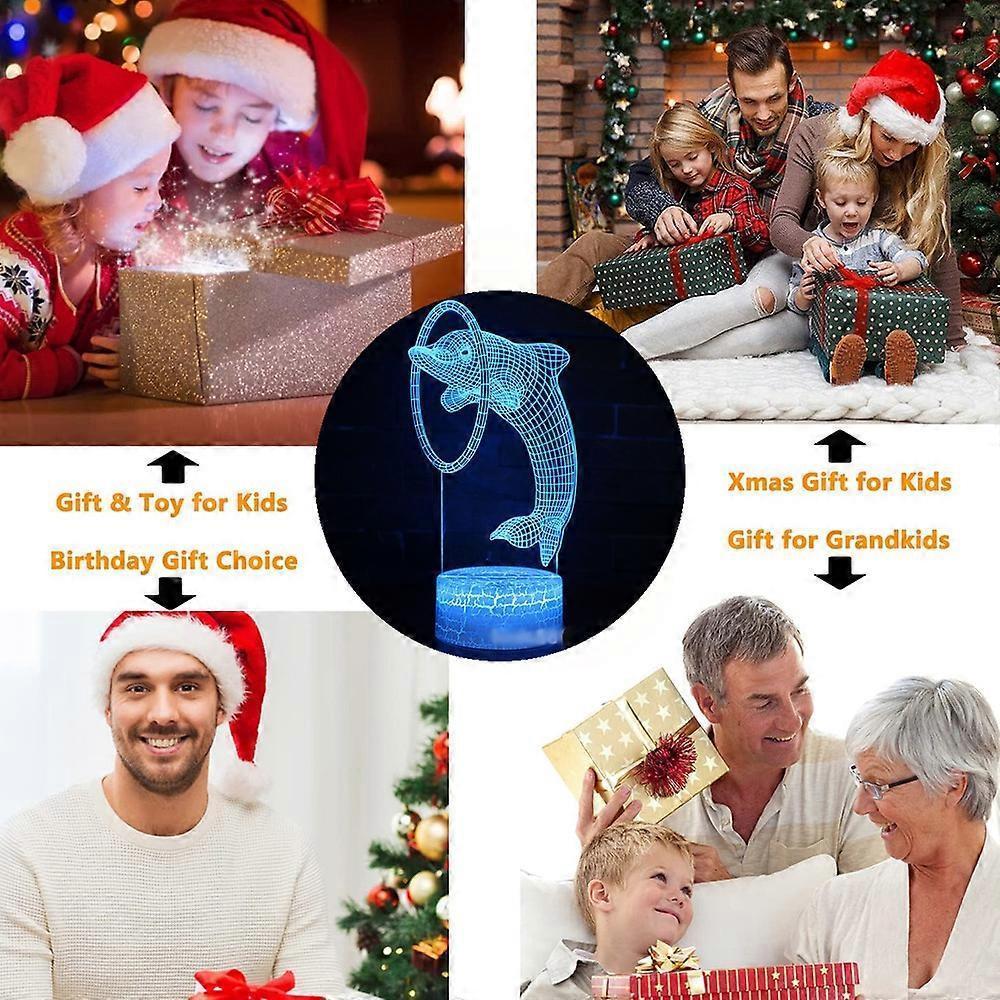 Dolphin series 3D night light remote controlled table lamp with LED color transition