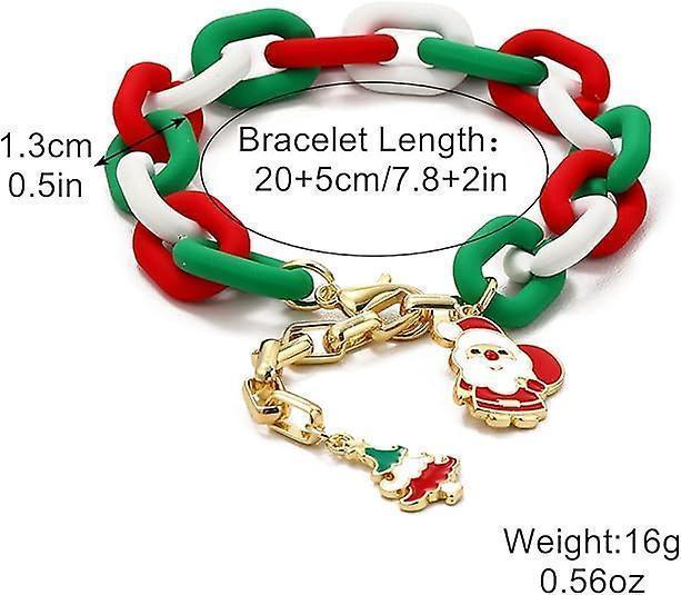 Christmas Beaded Pendant Bracelet Adjustable Christmas Tree Claus Snowman Crystal Imitation Pearl Pendant Chain Bracelet For Women Christmas Gifts