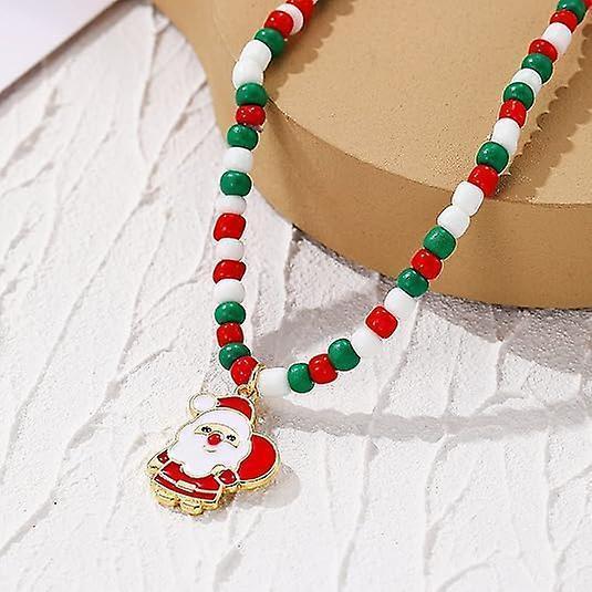 Christmas Beaded Pendant Bracelet Adjustable Christmas Tree Claus Snowman Crystal Imitation Pearl Pendant Chain Bracelet For Women Christmas Gifts