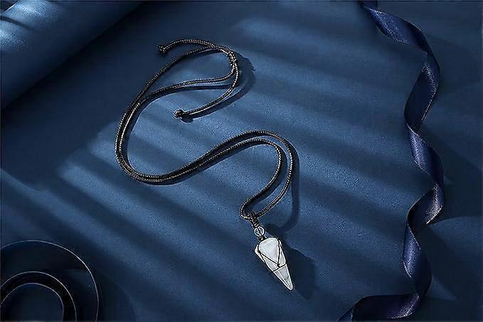 Crystal Necklace for Men Women Healing Crystal Stone Bar Pendant Necklace Adjustable Rope Necklace Natural Gemstone Necklace Jewelry