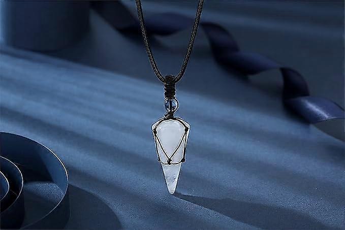 Crystal Necklace for Men Women Healing Crystal Stone Bar Pendant Necklace Adjustable Rope Necklace Natural Gemstone Necklace Jewelry