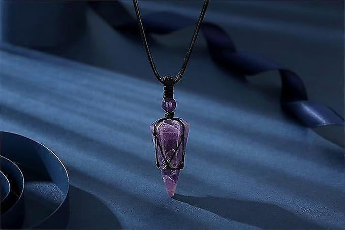 Crystal Necklace for Men Women Healing Crystal Stone Bar Pendant Necklace Adjustable Rope Necklace Natural Gemstone Necklace Jewelry