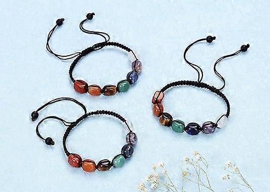 Healing Crystal Bead Bracelet Women Natural Gemstones Yoga Reiki Chakras Stone Beads Anxiety Braided Bracelet Adjustable Jewelry Men Gifts