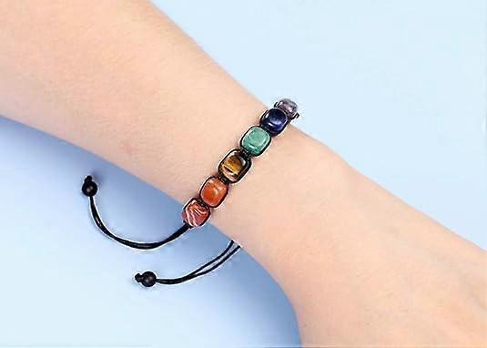 Healing Crystal Bead Bracelet Women Natural Gemstones Yoga Reiki Chakras Stone Beads Anxiety Braided Bracelet Adjustable Jewelry Men Gifts