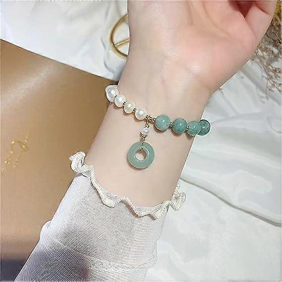 Healing Crystal Bracelet Gold Wealthy Lucky Pearl Feng Shui Jade Bracelet for Women