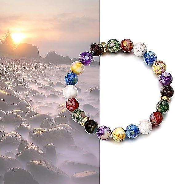 Healing Crystals Bracelet Handmade Natural Gemstones Beads Bracelet Elastic Natural Stone Yoga Beads Bracelet Bangle Gifts