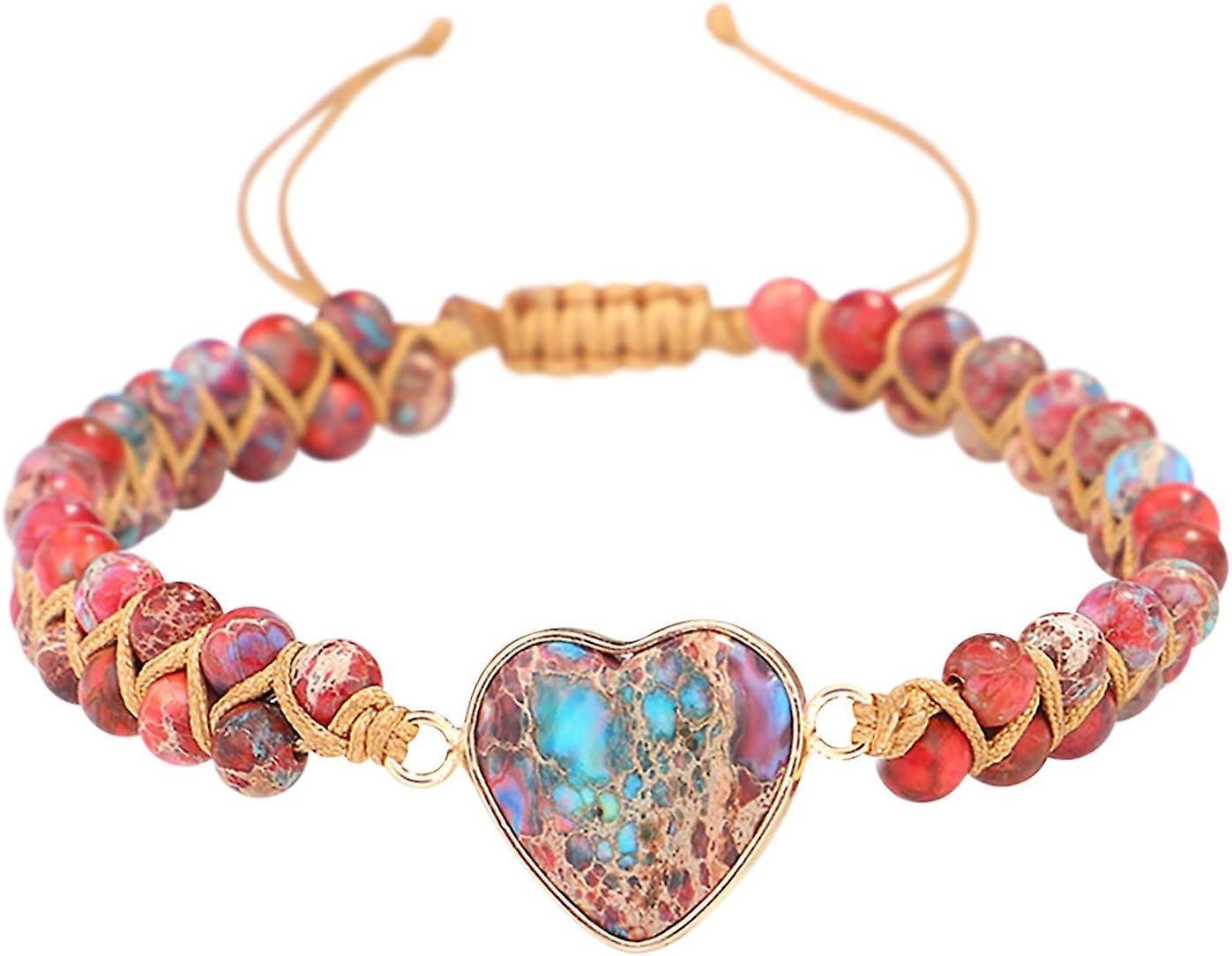 Healing Stone Bracelet Beads Yoga Bracelet Turquoise Natutal Stone Chakra Crystal Energy Heart Charm Bracelet Handmade