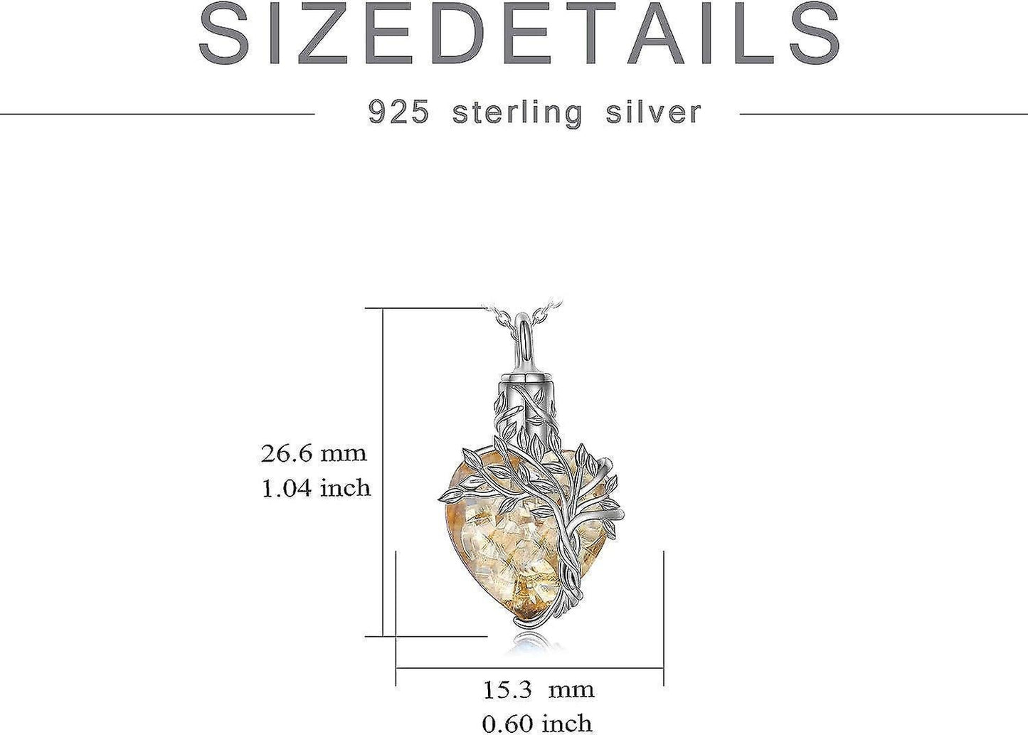 Heart Tree Of Life Urn Necklace For Ashes Sterling Silver Cremation Jewelry With Crystal W/funnel Filler Memorial Jewelry Gifts For Women Girls