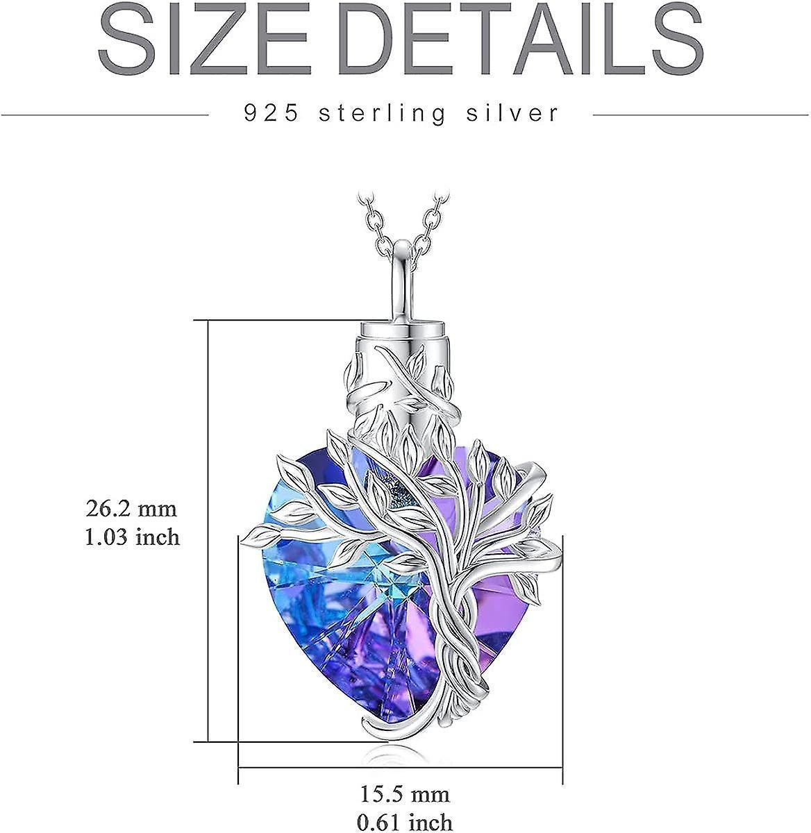 Heart Tree Of Life Urn Necklace For Ashes Sterling Silver Cremation Jewelry With Crystal W/funnel Filler Memorial Jewelry Gifts For Women Girls