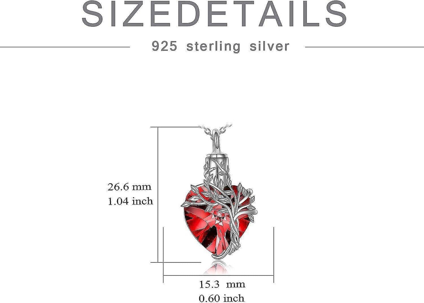 Heart Tree Of Life Urn Necklace For Ashes Sterling Silver Cremation Jewelry With Crystal W/funnel Filler Memorial Jewelry Gifts For Women Girls